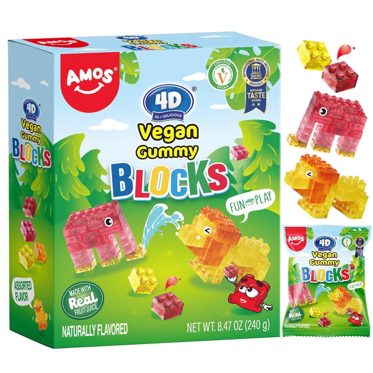 Pack de blocs gélifiés 4D en vrac - Blocs comestibles créatifs pour enfants 264 g 
